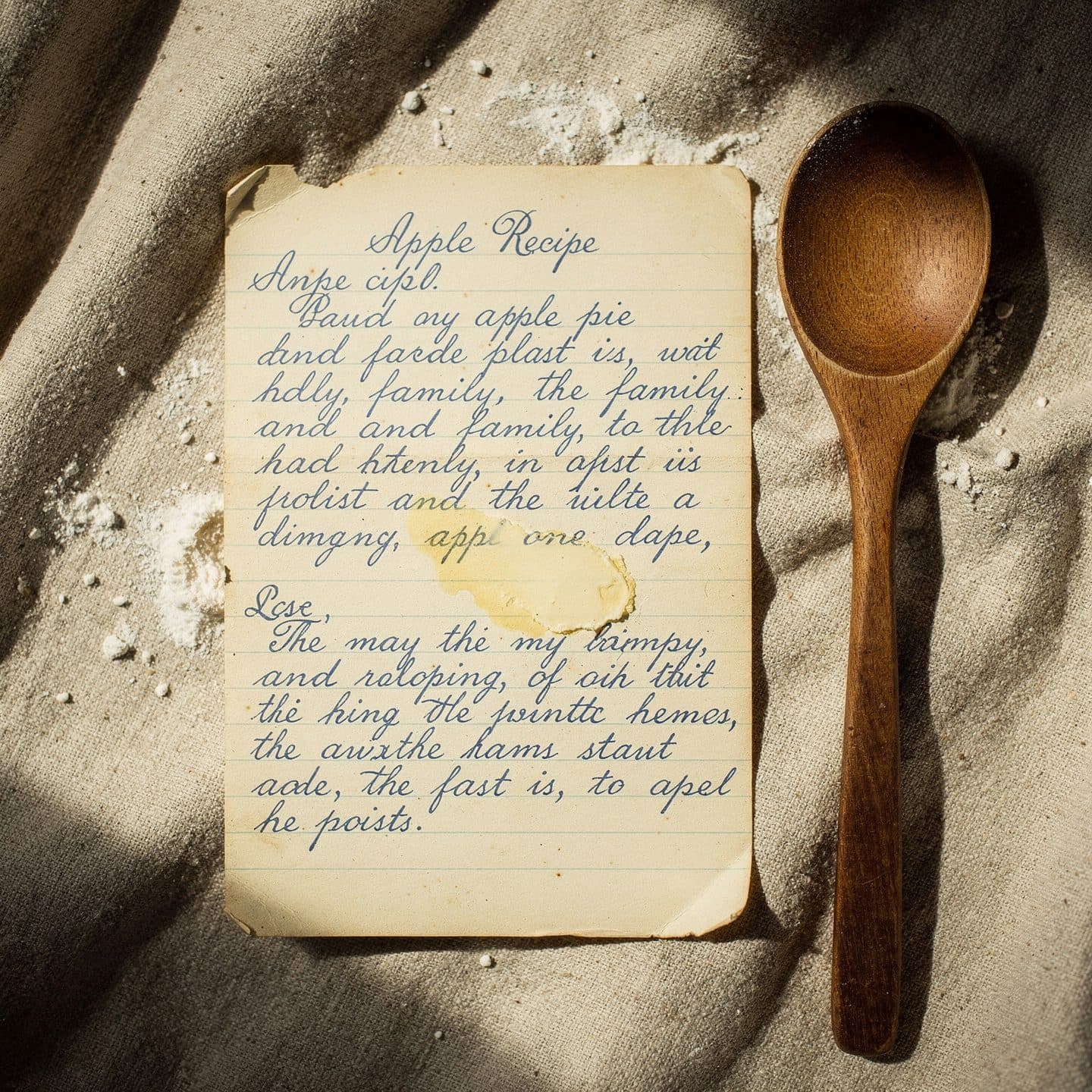 A handwritten recipe card