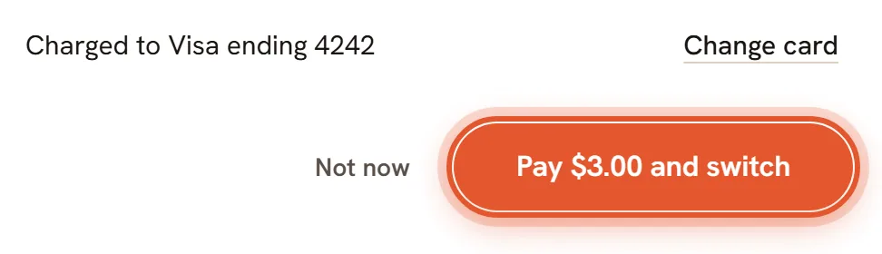The Change your plan box with the confirm button ringed. It names the amount due today.