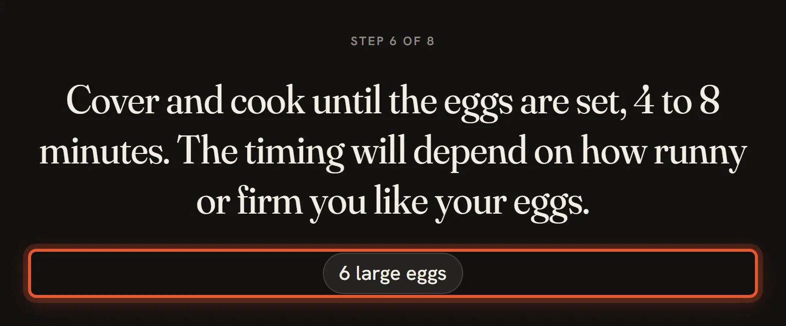 Step 6 of 8 with the pill for 6 large eggs under the instruction, ringed.