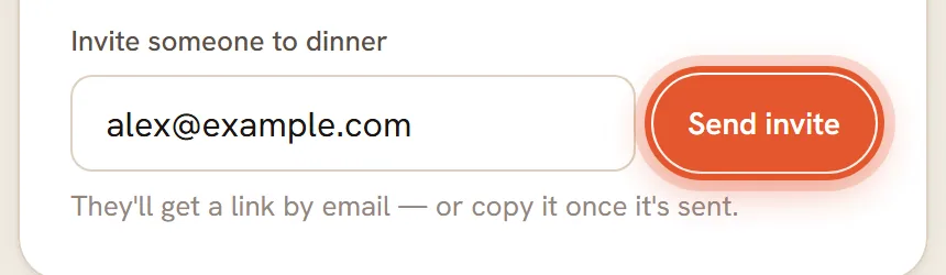 The Send invite button, ringed, beside the filled-in email box.