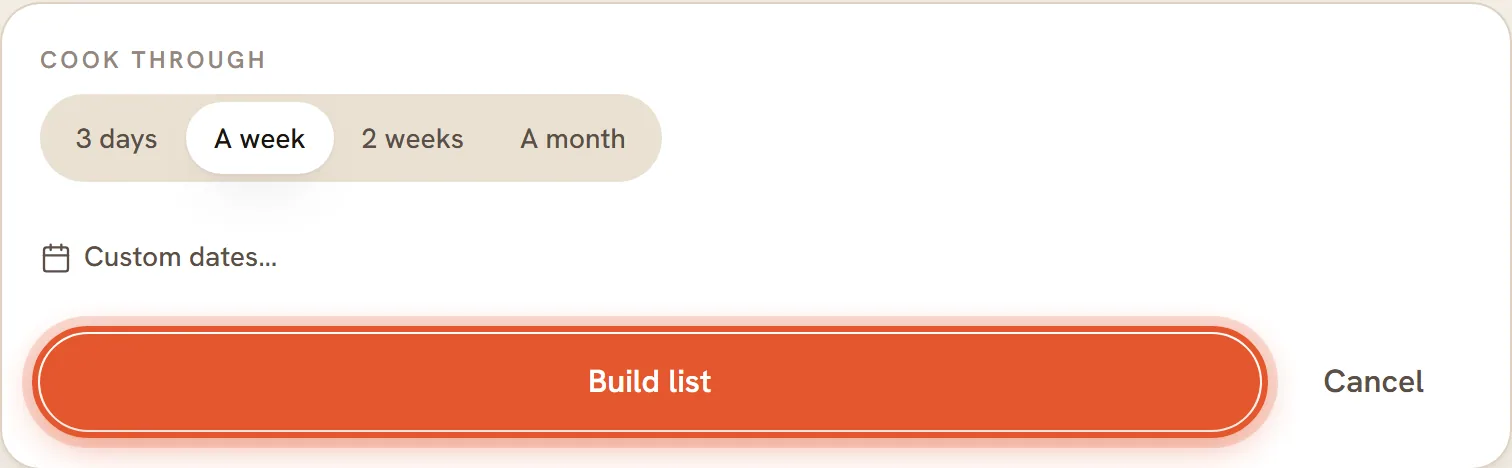 The Build list button, ringed.