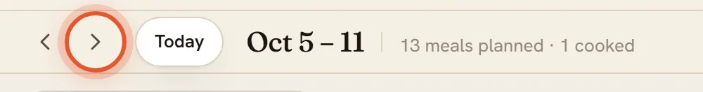 The next-period arrow beside the date range, ringed.