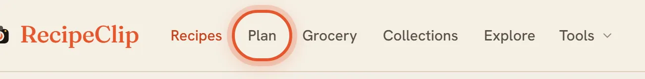The Plan link in the top bar on a computer, and the Plan tab in the phone's bottom bar, ringed.