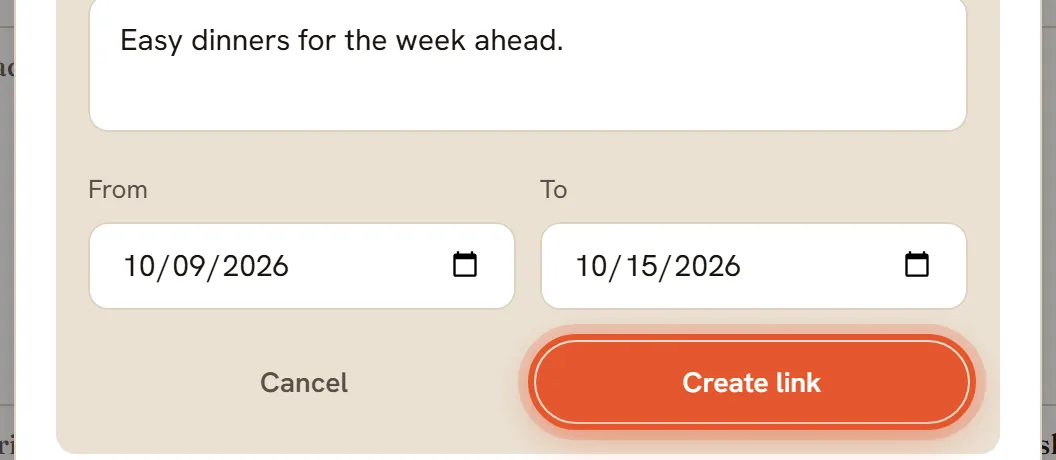 The Create link button under the form, ringed.