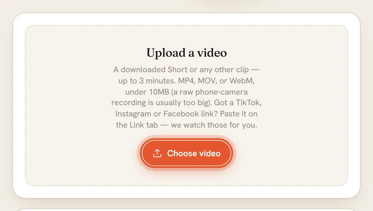 The Choose video button inside the Upload a video box, ringed.