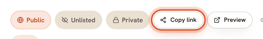 The Copy link button beside the visibility choices is ringed.