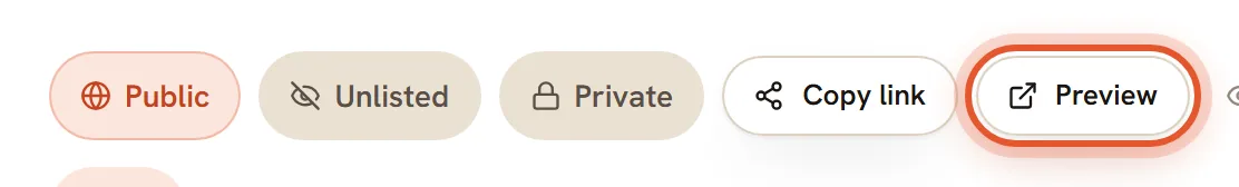 The Preview button beside Copy link is ringed.